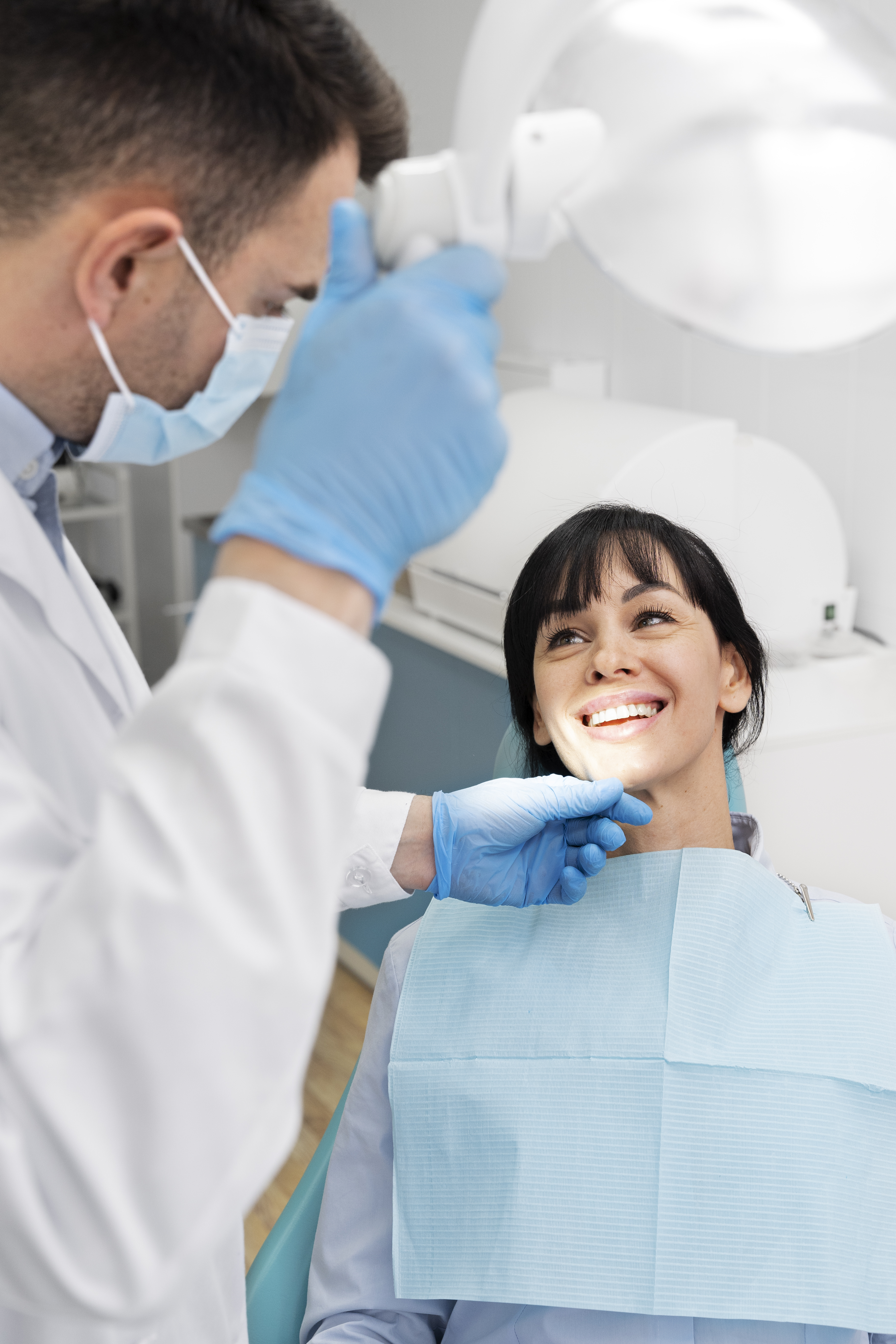 Dental crowns options being explained after a dental check