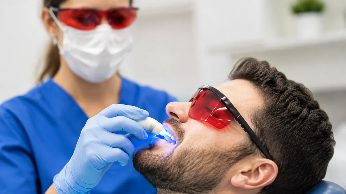 Selected cosmetic dental treatment example for tooth colour discussion