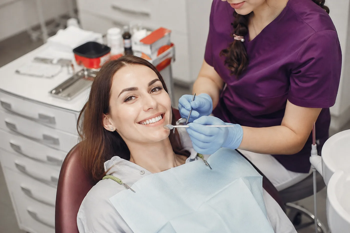 ClearCorrect aligners options being explained after a dental check