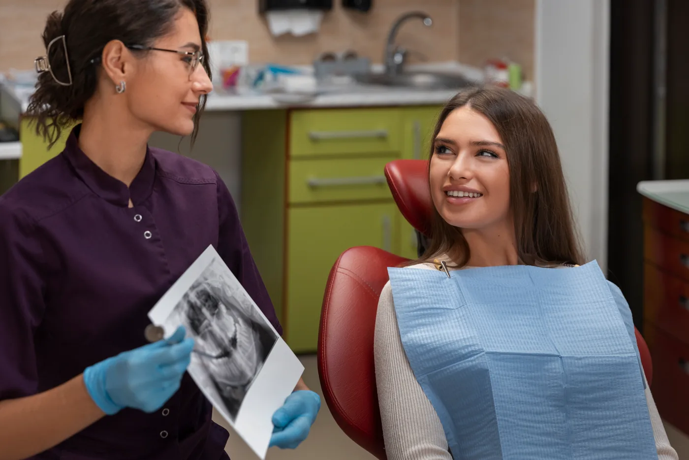 Invisalign options being explained after a dental check